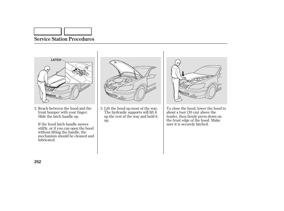 Service station procedures | Acura 2005 RL - Owner's Manual User Manual | Page 253 / 394