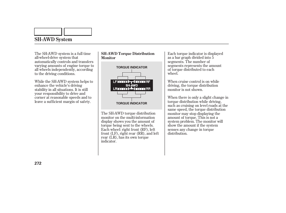 Sh-awd system | Acura 2005 RL - Owner's Manual User Manual | Page 273 / 394