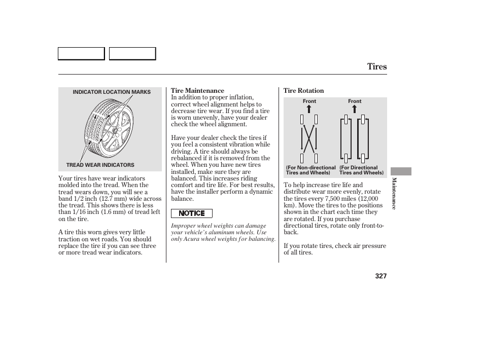 Tires | Acura 2005 RL - Owner's Manual User Manual | Page 328 / 394