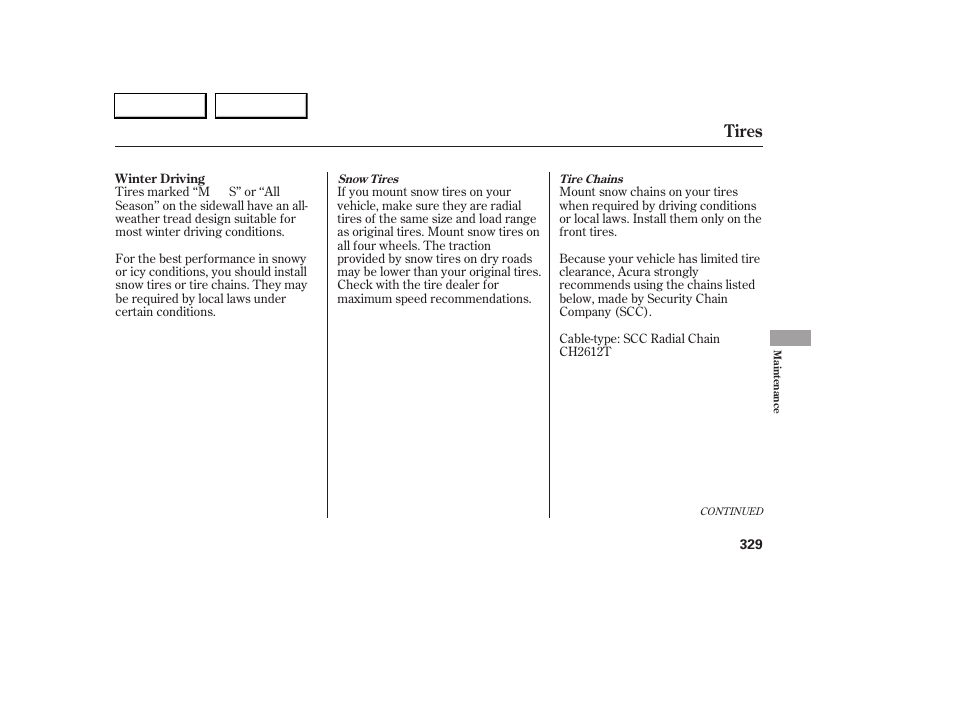 Tires | Acura 2005 RL - Owner's Manual User Manual | Page 330 / 394