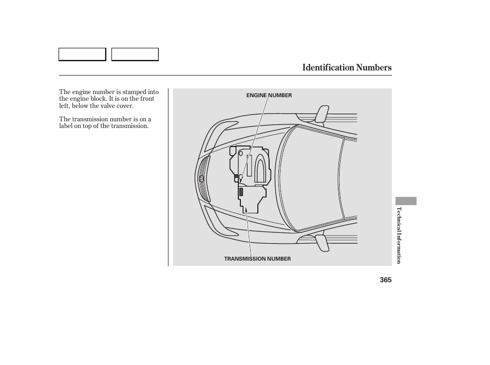 Identification numbers | Acura 2005 RL - Owner's Manual User Manual | Page 366 / 394