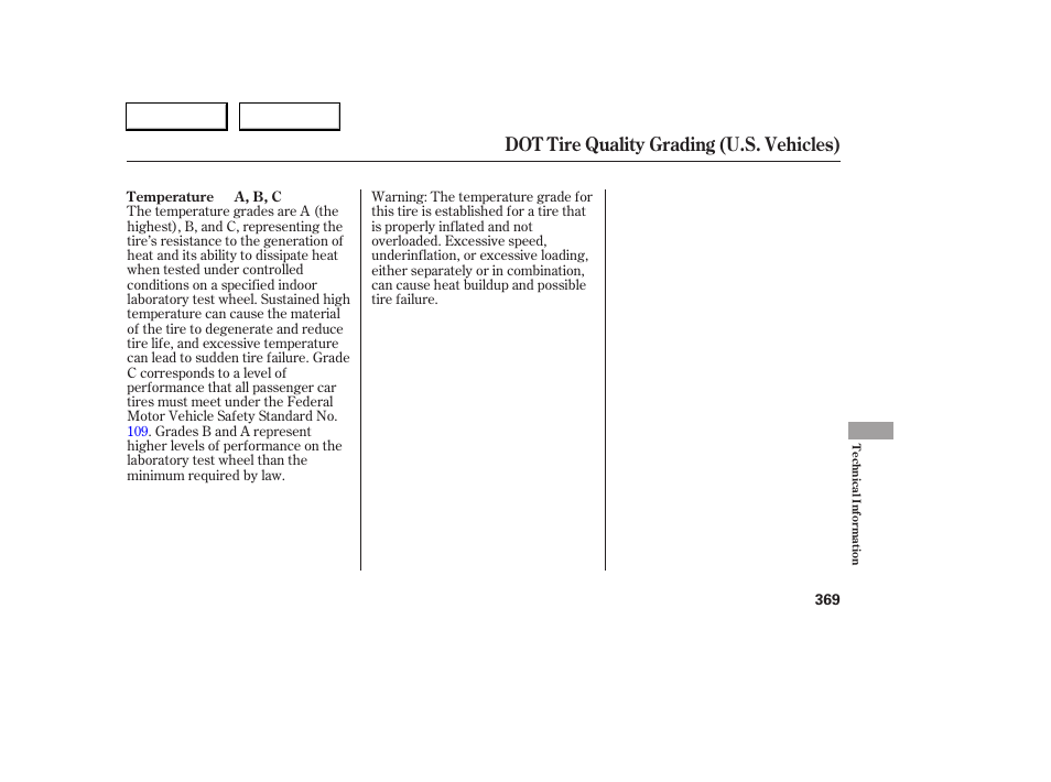 Dot tire quality grading (u.s. vehicles) | Acura 2005 RL - Owner's Manual User Manual | Page 370 / 394