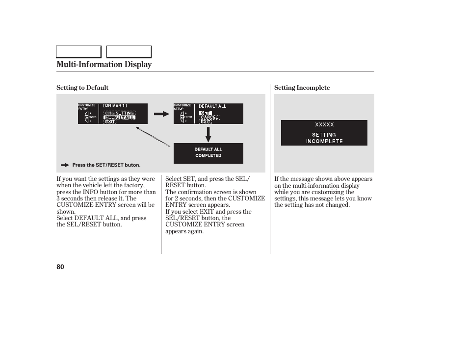 Multi-information display | Acura 2005 RL - Owner's Manual User Manual | Page 81 / 394