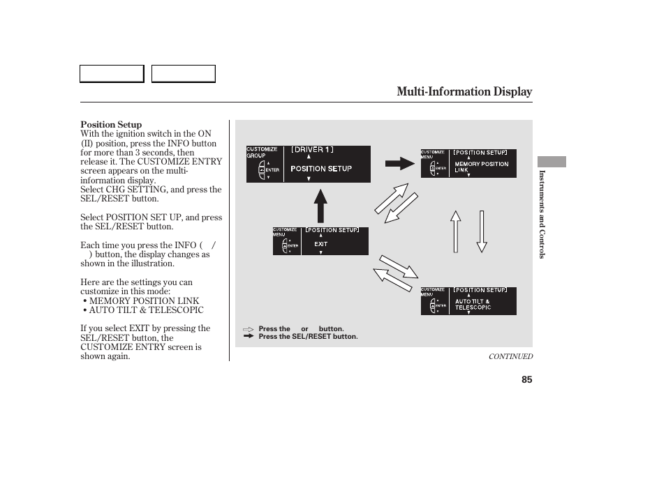 Multi-information display | Acura 2005 RL - Owner's Manual User Manual | Page 86 / 394