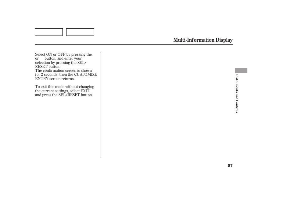 Multi-information display | Acura 2005 RL - Owner's Manual User Manual | Page 88 / 394