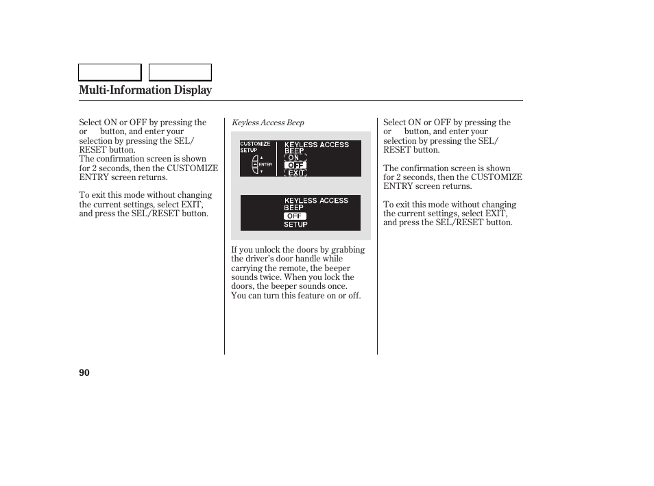 Multi-information display | Acura 2005 RL - Owner's Manual User Manual | Page 91 / 394