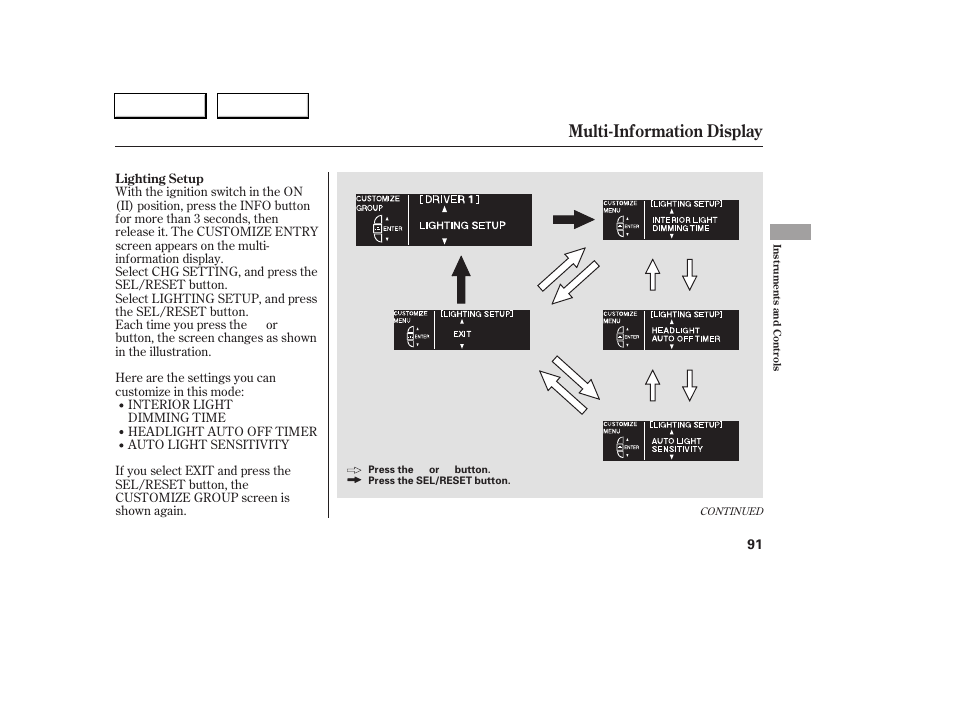 Multi-information display | Acura 2005 RL - Owner's Manual User Manual | Page 92 / 394