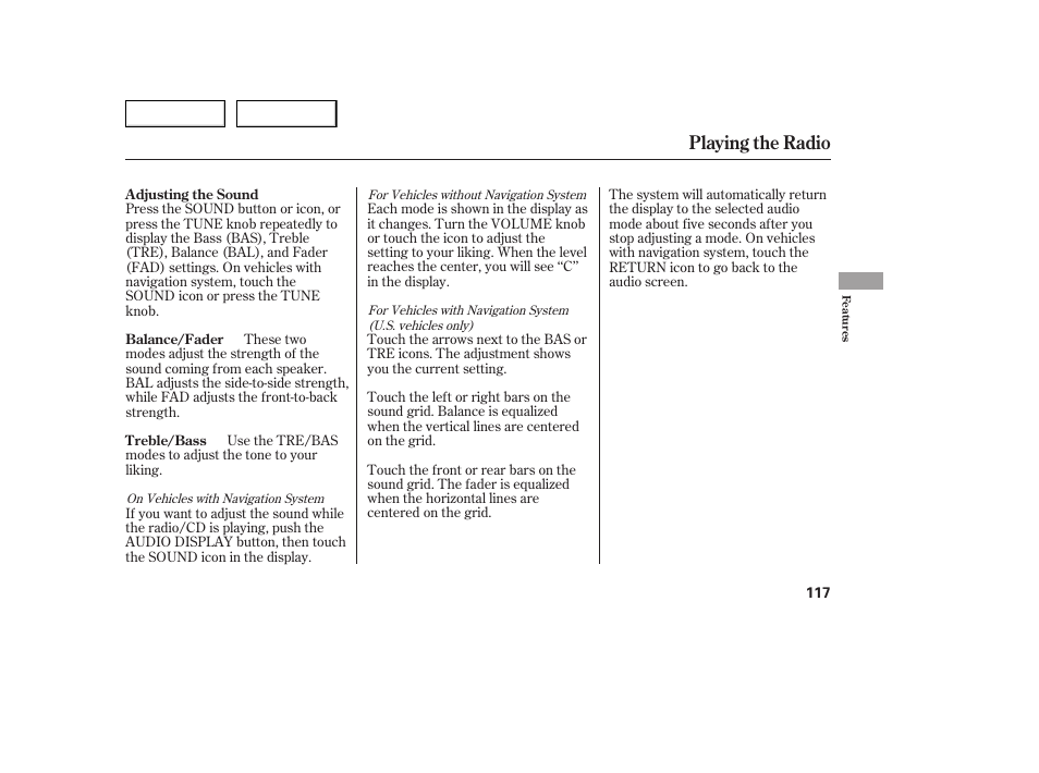 Playing the radio | Acura 2005 TSX - Owner's Manual User Manual | Page 118 / 288