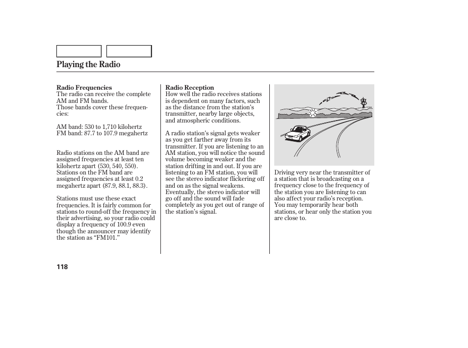 Playing the radio | Acura 2005 TSX - Owner's Manual User Manual | Page 119 / 288