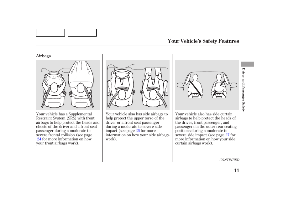 Your vehicle’s safety features | Acura 2005 TSX - Owner's Manual User Manual | Page 12 / 288