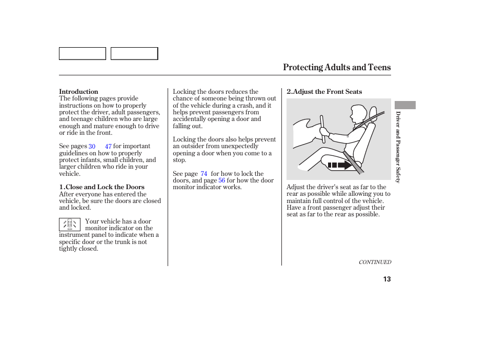 Protecting adults and teens | Acura 2005 TSX - Owner's Manual User Manual | Page 14 / 288