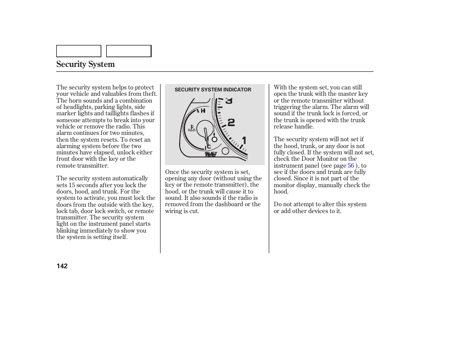 Security system | Acura 2005 TSX - Owner's Manual User Manual | Page 143 / 288