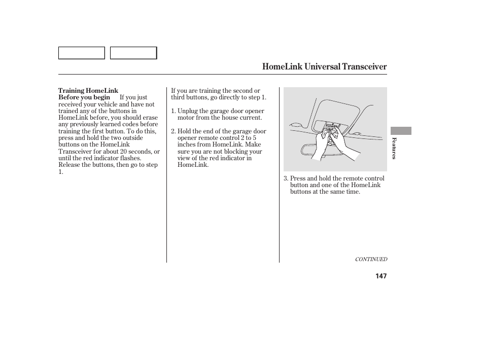 Homelink universal transceiver | Acura 2005 TSX - Owner's Manual User Manual | Page 148 / 288