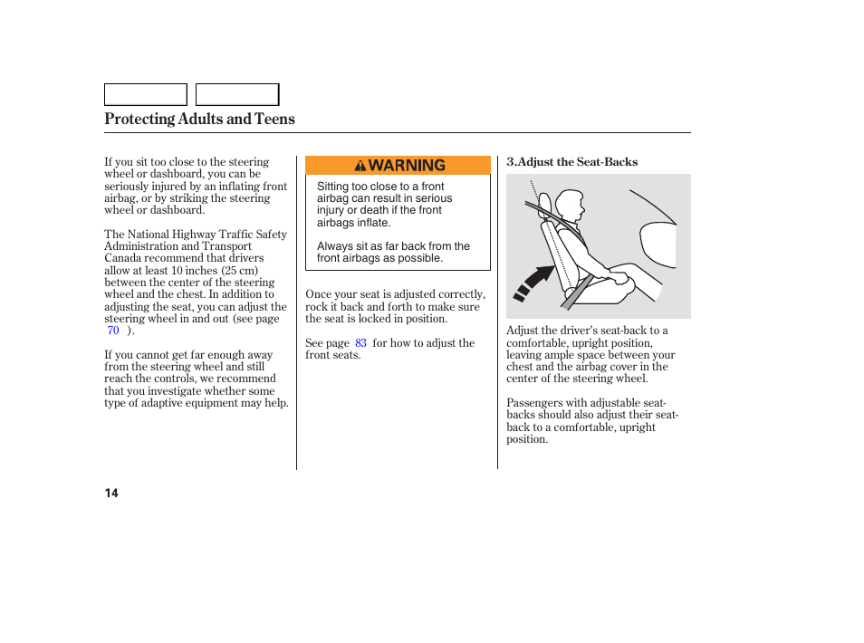 Protecting adults and teens | Acura 2005 TSX - Owner's Manual User Manual | Page 15 / 288