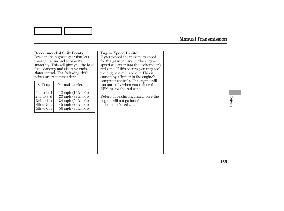 Manual transmission | Acura 2005 TSX - Owner's Manual User Manual | Page 170 / 288