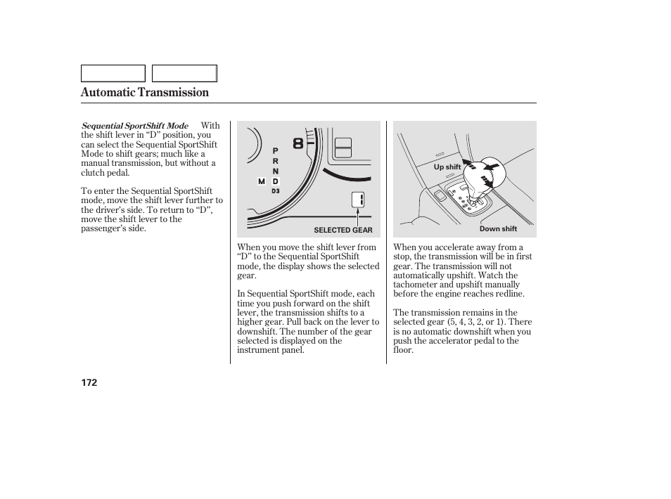 Automatic transmission | Acura 2005 TSX - Owner's Manual User Manual | Page 173 / 288