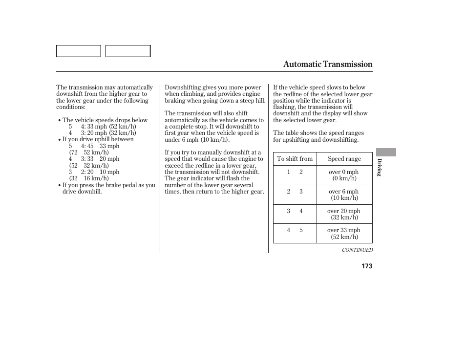 Automatic transmission | Acura 2005 TSX - Owner's Manual User Manual | Page 174 / 288