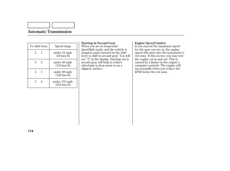 Automatic transmission | Acura 2005 TSX - Owner's Manual User Manual | Page 175 / 288