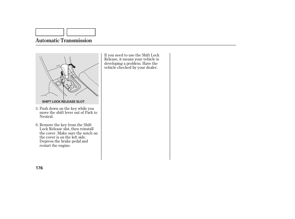 Automatic transmission | Acura 2005 TSX - Owner's Manual User Manual | Page 177 / 288
