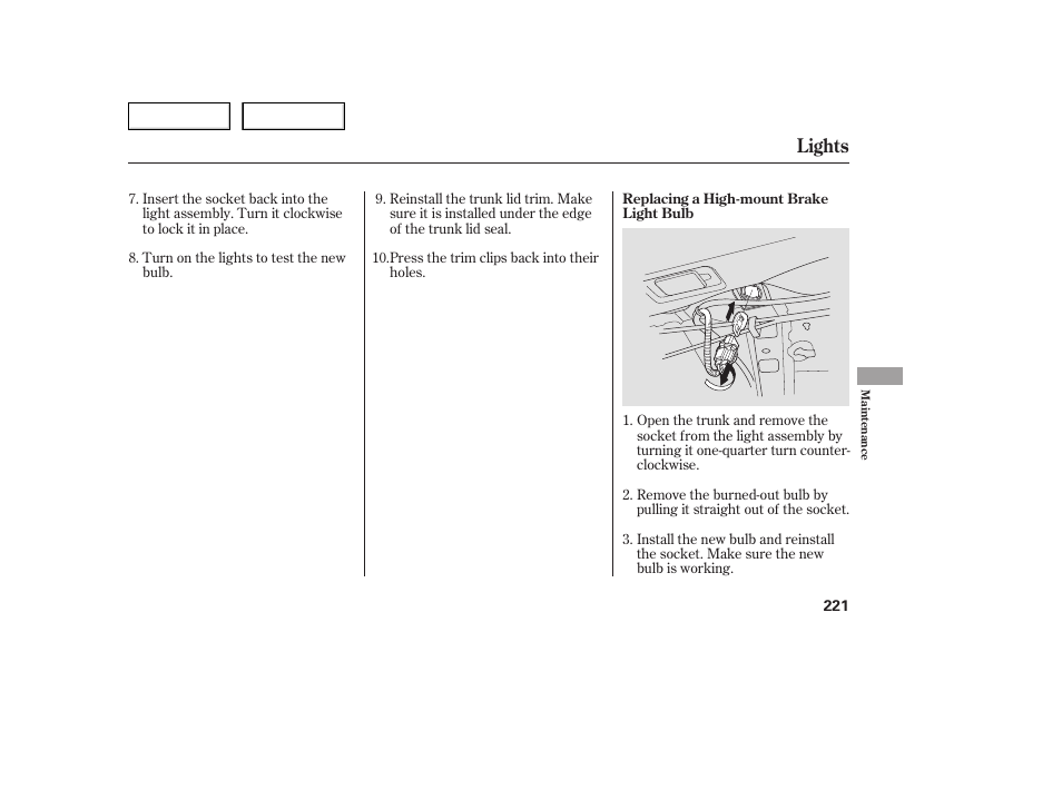 Lights | Acura 2005 TSX - Owner's Manual User Manual | Page 222 / 288