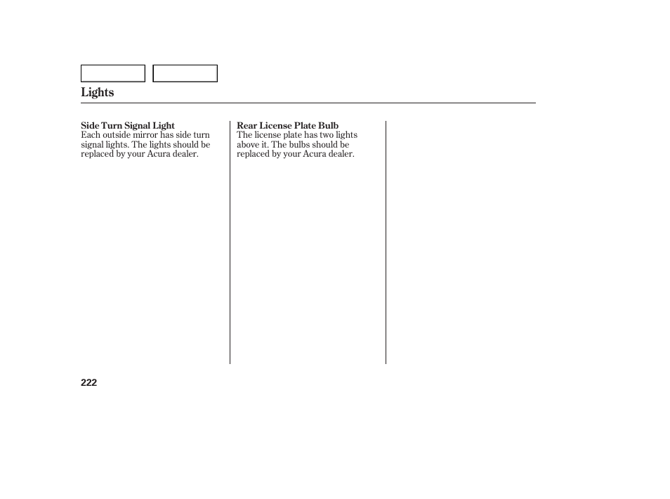 Lights | Acura 2005 TSX - Owner's Manual User Manual | Page 223 / 288