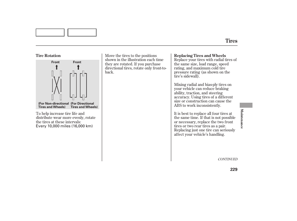 Tires | Acura 2005 TSX - Owner's Manual User Manual | Page 230 / 288