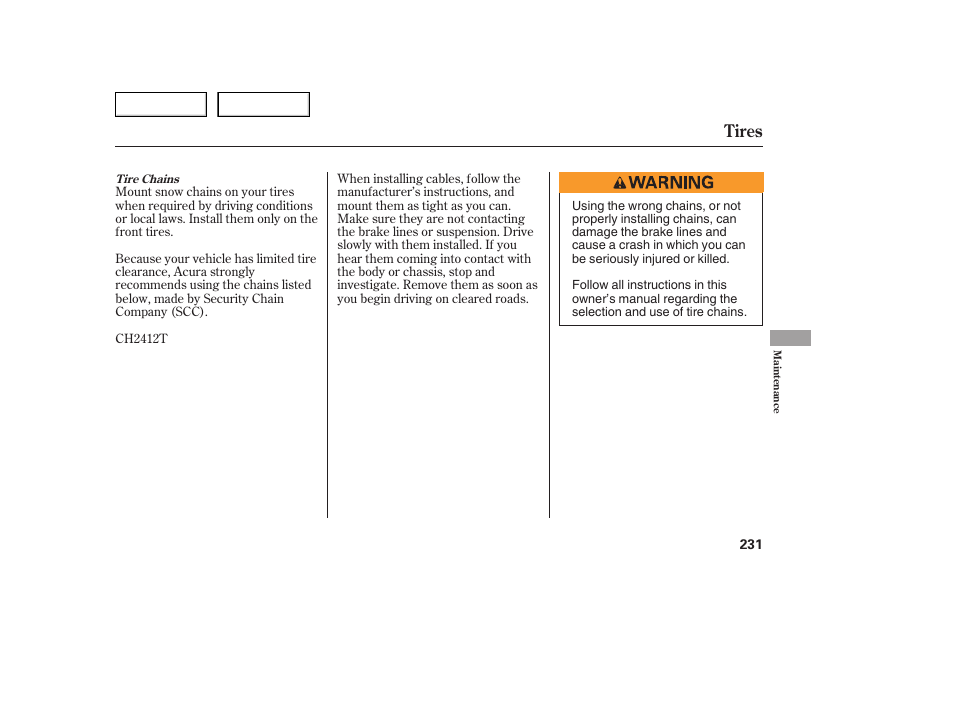 Tires | Acura 2005 TSX - Owner's Manual User Manual | Page 232 / 288