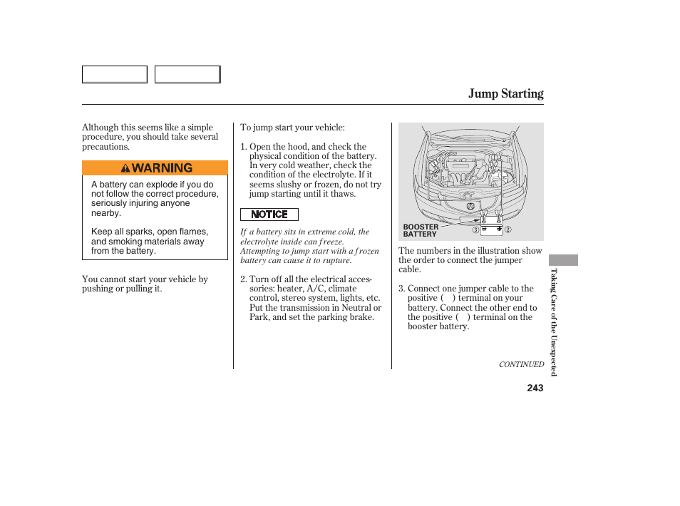 Jump starting | Acura 2005 TSX - Owner's Manual User Manual | Page 244 / 288