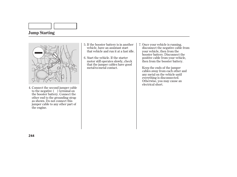 Jump starting | Acura 2005 TSX - Owner's Manual User Manual | Page 245 / 288
