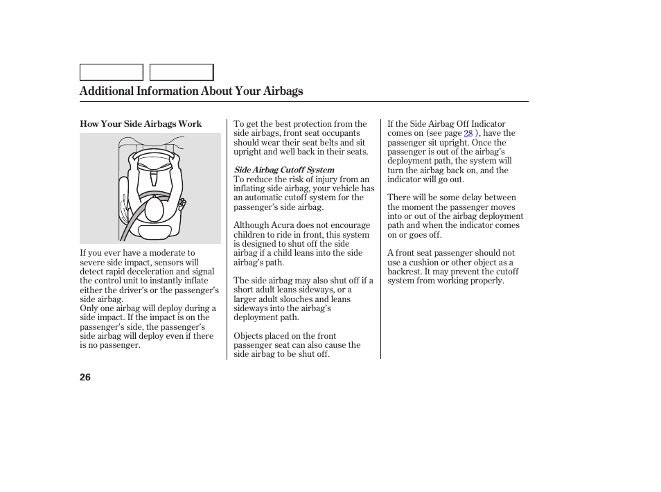 Additional information about your airbags | Acura 2005 TSX - Owner's Manual User Manual | Page 27 / 288