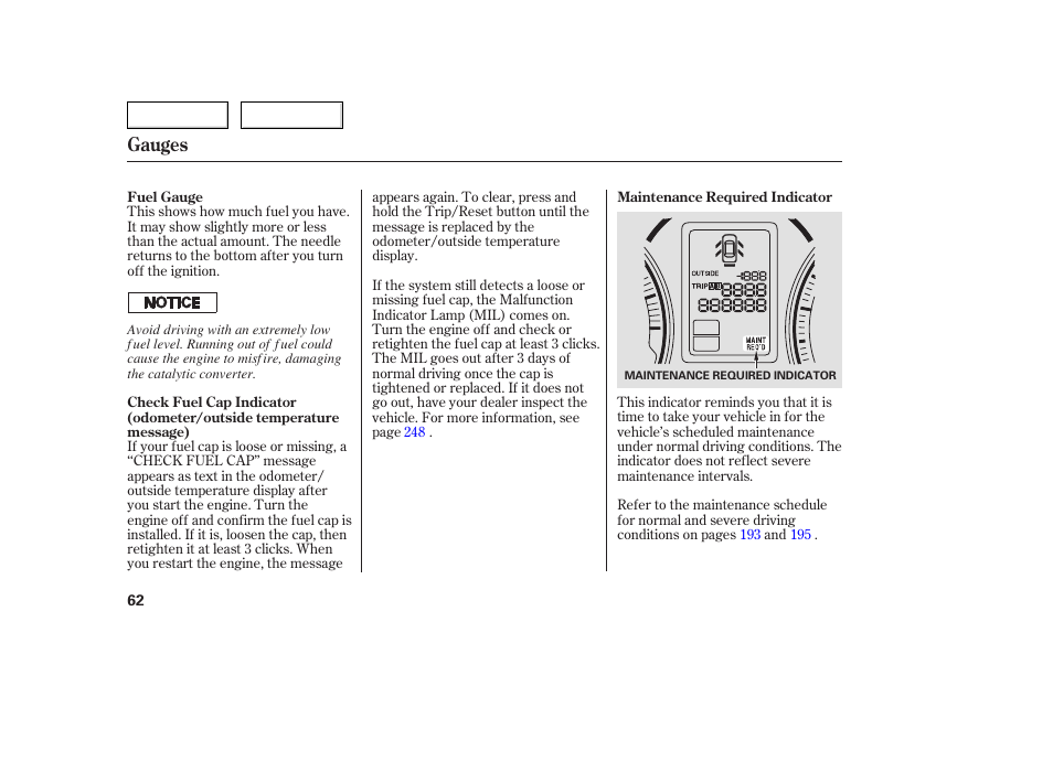 Gauges | Acura 2005 TSX - Owner's Manual User Manual | Page 63 / 288