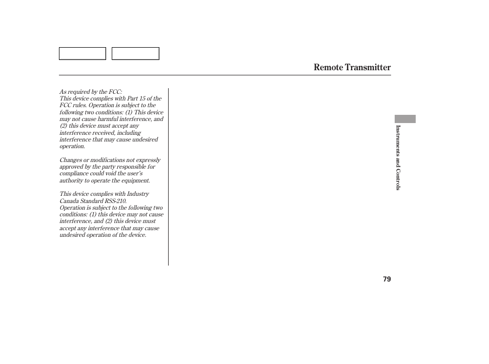 Remote transmitter | Acura 2005 TSX - Owner's Manual User Manual | Page 80 / 288