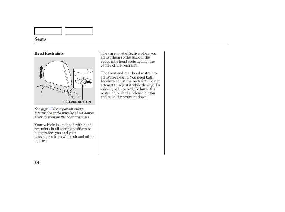 Seats | Acura 2005 TSX - Owner's Manual User Manual | Page 85 / 288