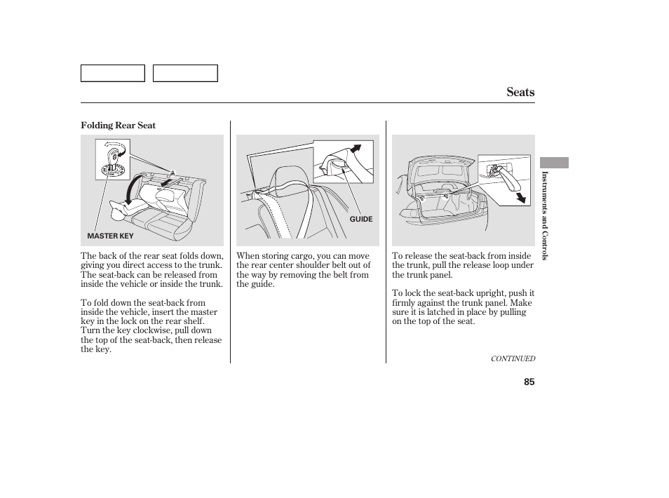 Seats | Acura 2005 TSX - Owner's Manual User Manual | Page 86 / 288