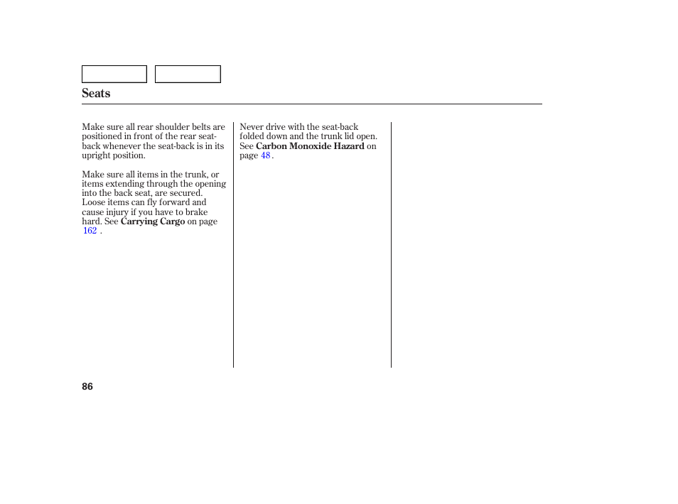 Seats | Acura 2005 TSX - Owner's Manual User Manual | Page 87 / 288