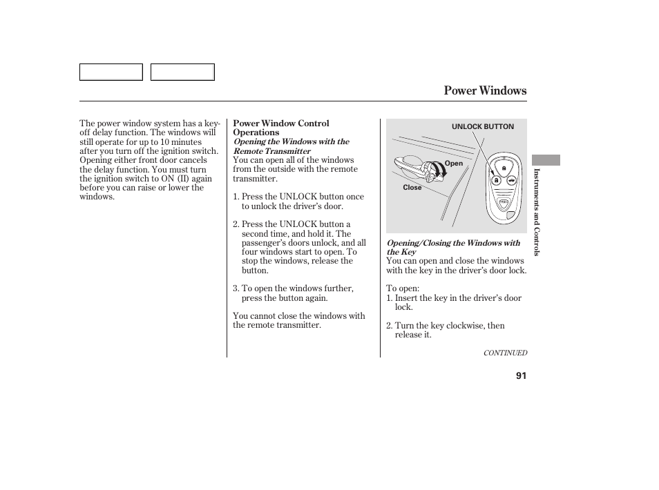 Power windows | Acura 2005 TSX - Owner's Manual User Manual | Page 92 / 288