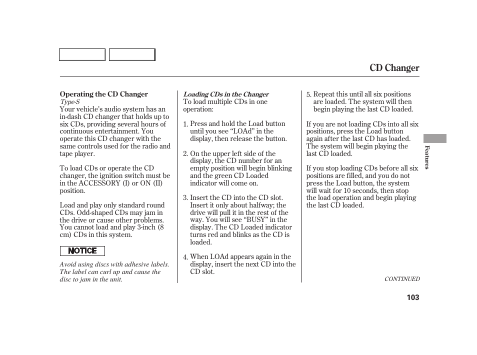 Cd changer | Acura 2005 RSX - Owner's Manual User Manual | Page 104 / 243