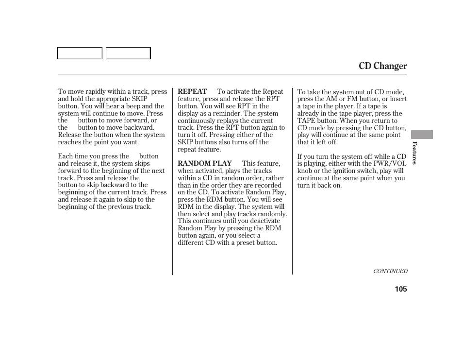 Cd changer | Acura 2005 RSX - Owner's Manual User Manual | Page 106 / 243