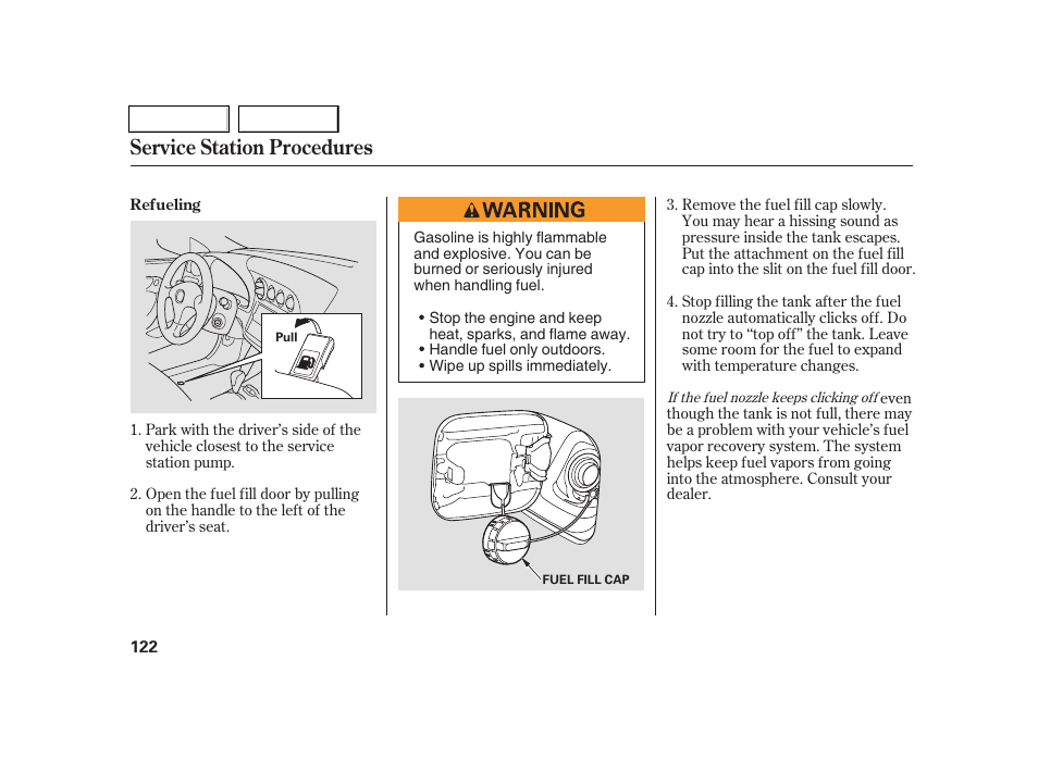 Service station procedures | Acura 2005 RSX - Owner's Manual User Manual | Page 123 / 243