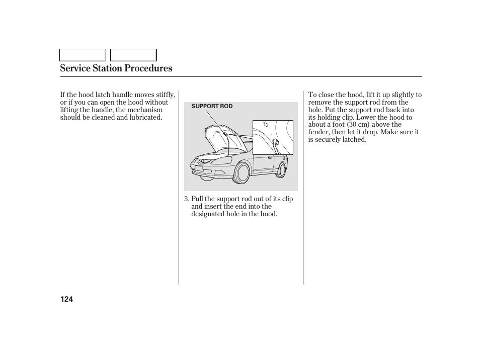 Service station procedures | Acura 2005 RSX - Owner's Manual User Manual | Page 125 / 243