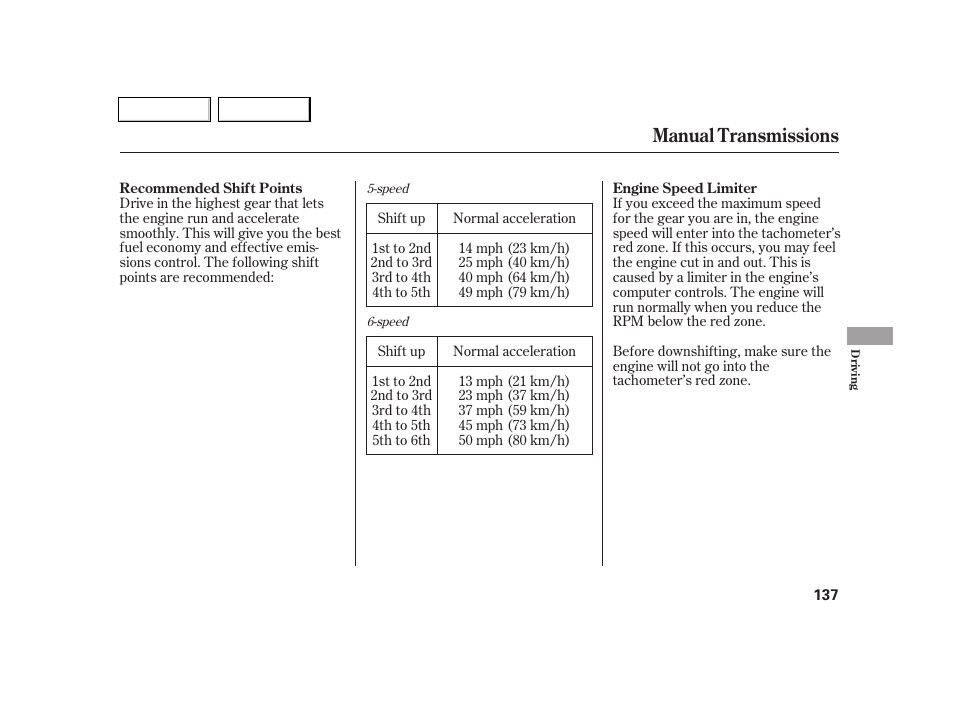 Manual transmissions | Acura 2005 RSX - Owner's Manual User Manual | Page 138 / 243