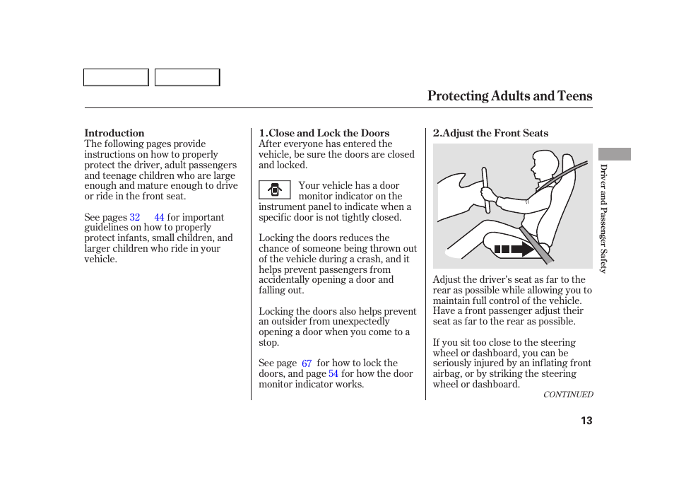 Protecting adults and teens | Acura 2005 RSX - Owner's Manual User Manual | Page 14 / 243