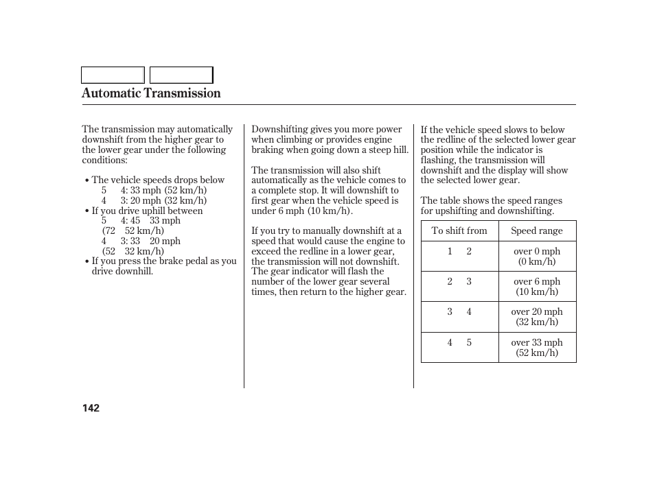 Automatic transmission | Acura 2005 RSX - Owner's Manual User Manual | Page 143 / 243