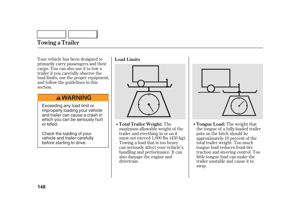 Towing a trailer | Acura 2005 RSX - Owner's Manual User Manual | Page 149 / 243