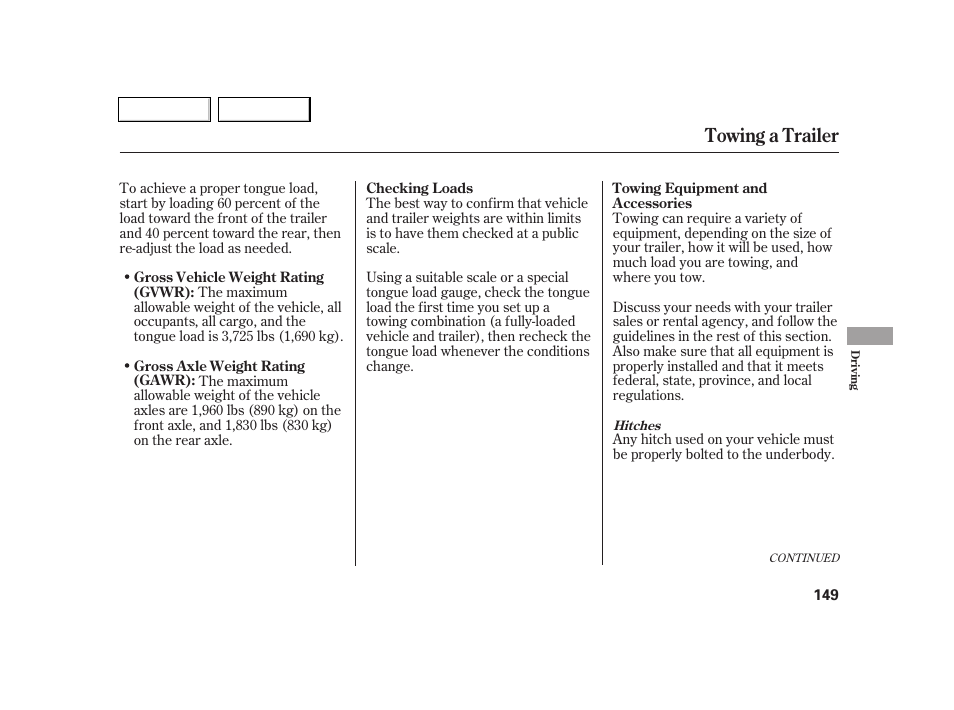 Towing a trailer | Acura 2005 RSX - Owner's Manual User Manual | Page 150 / 243