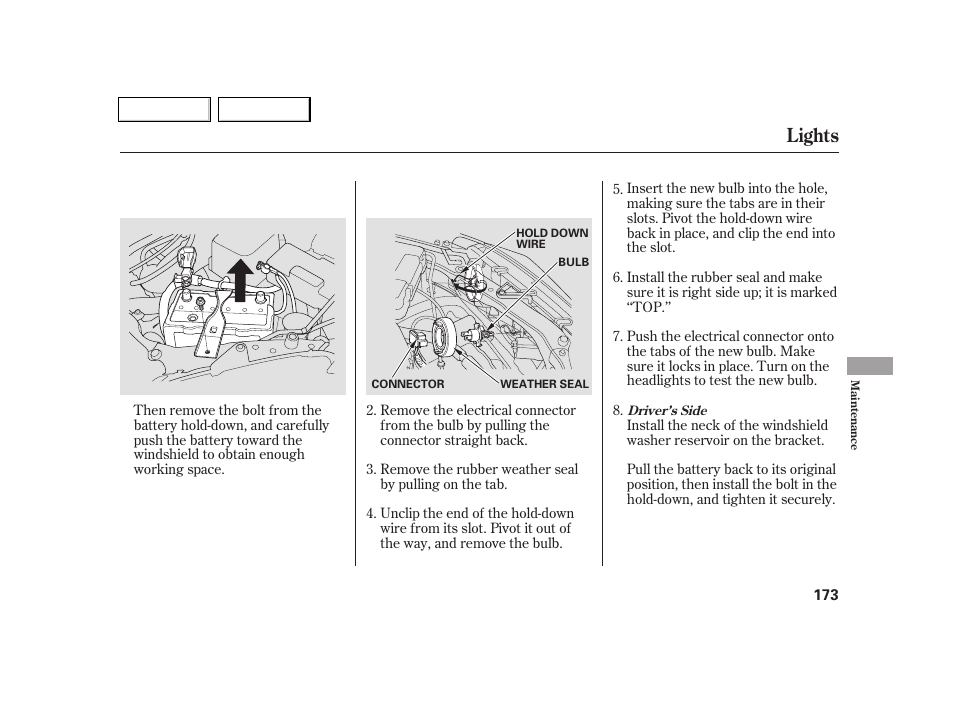 Lights | Acura 2005 RSX - Owner's Manual User Manual | Page 174 / 243