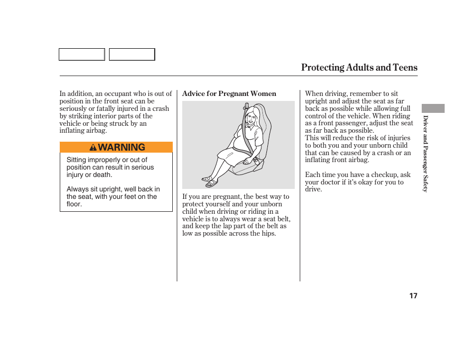 Protecting adults and teens | Acura 2005 RSX - Owner's Manual User Manual | Page 18 / 243