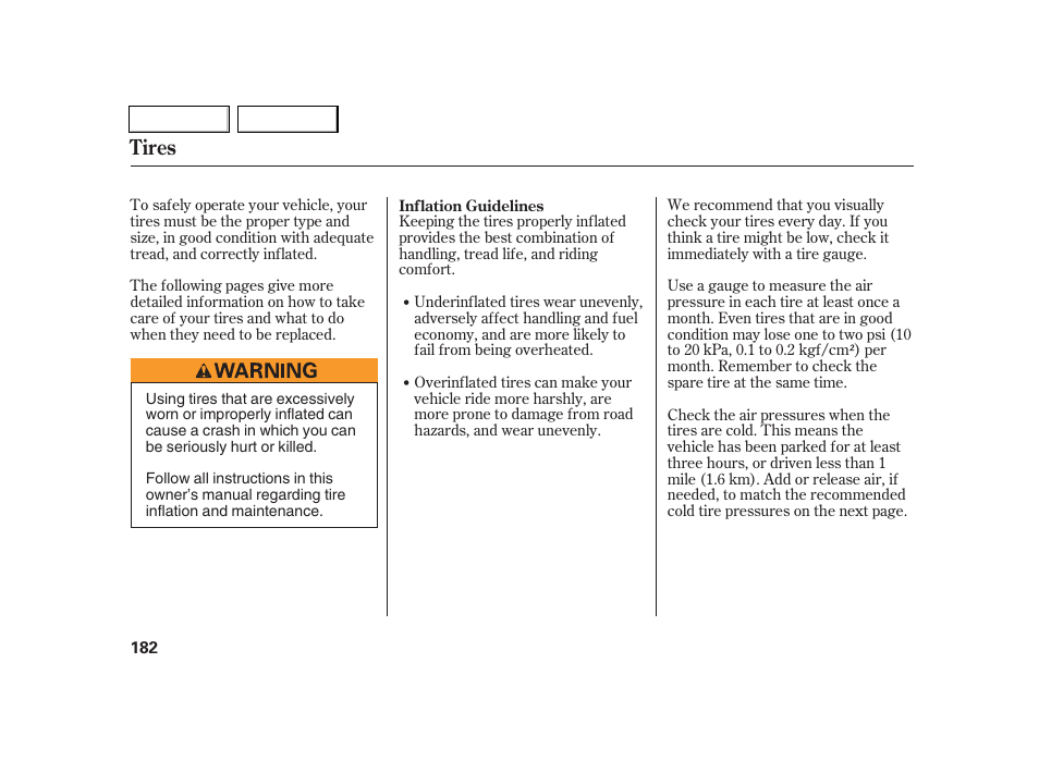 Tires | Acura 2005 RSX - Owner's Manual User Manual | Page 183 / 243