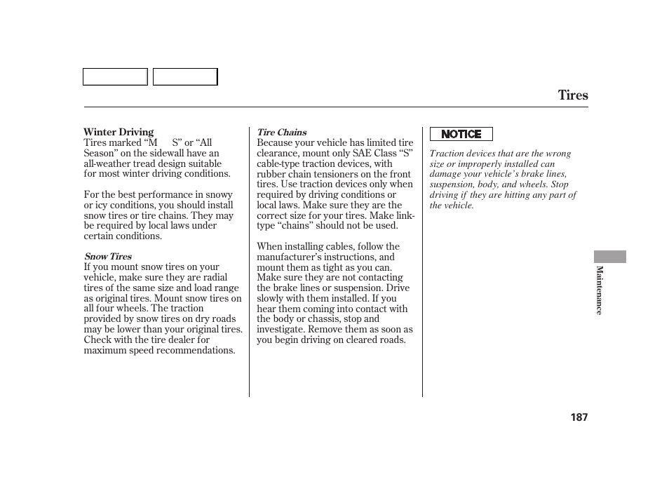 Tires | Acura 2005 RSX - Owner's Manual User Manual | Page 188 / 243