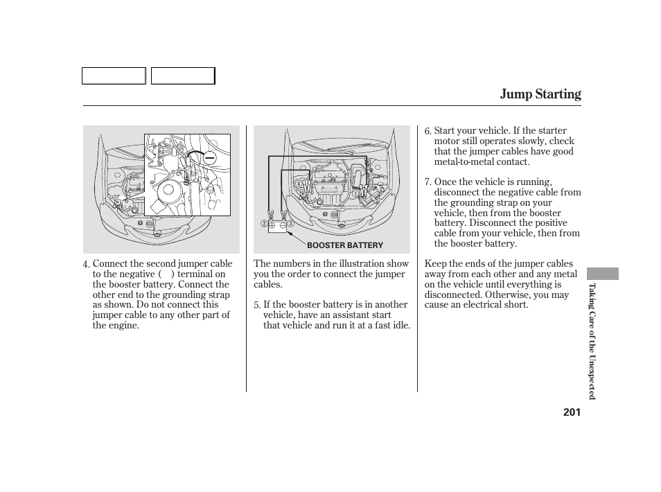 Jump starting | Acura 2005 RSX - Owner's Manual User Manual | Page 202 / 243